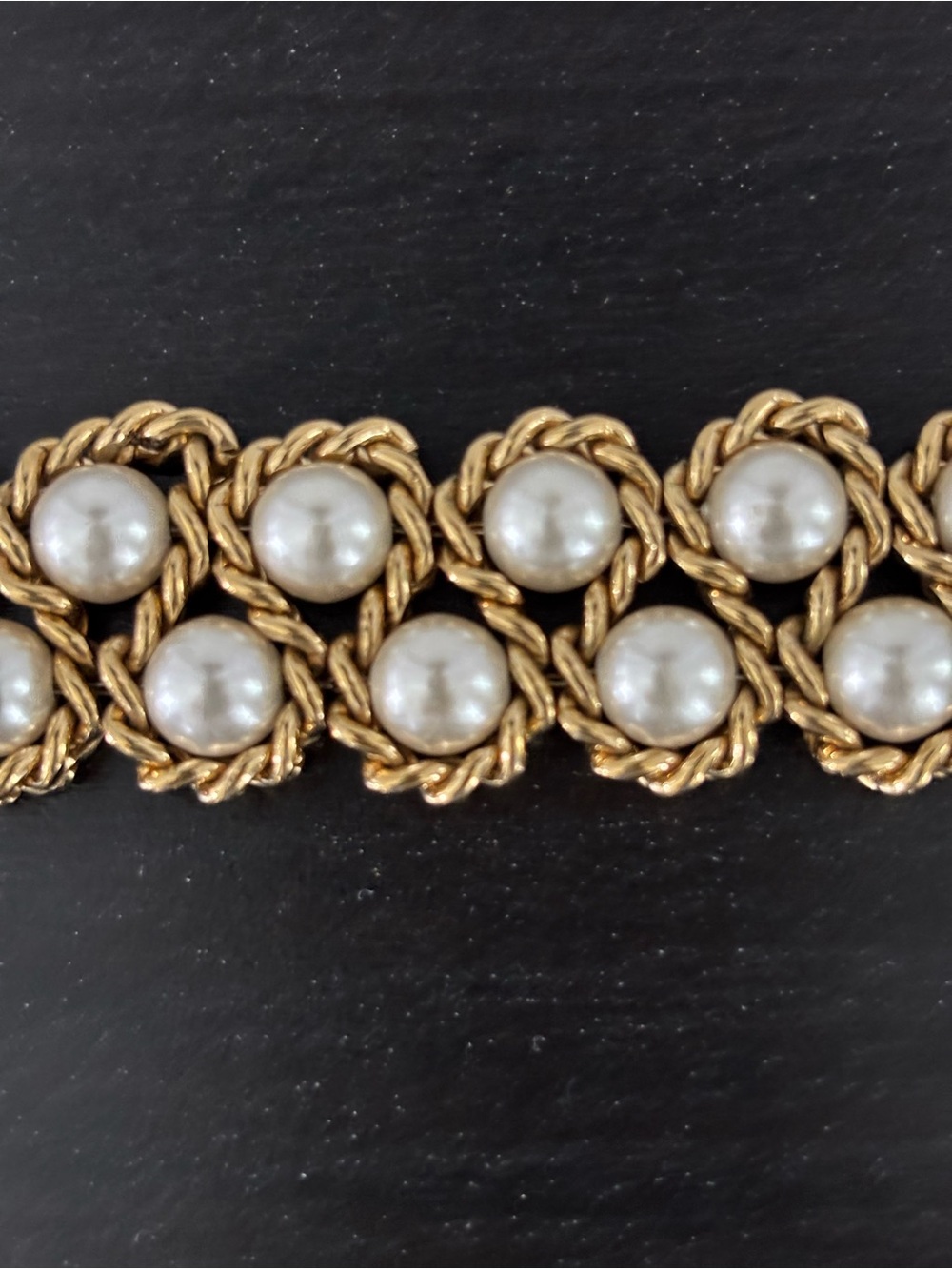 Napier Gold-Tone Rope Link Bracelet with Ivory Pearls